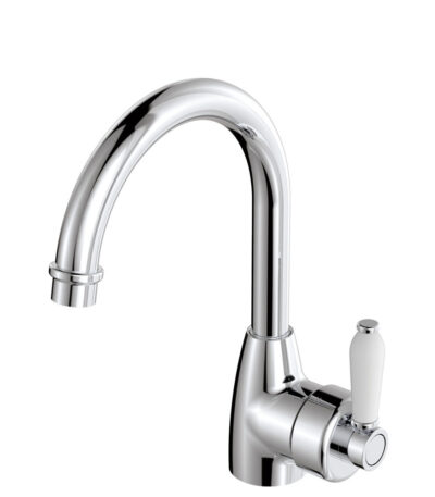Eleanor Gooseneck Basin Mixer, Chrome / Ceramic