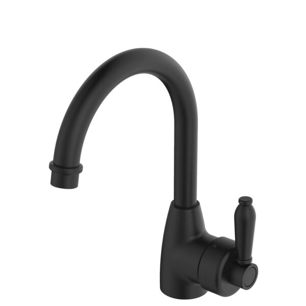 Eleanor Gooseneck Basin Mixer, Matte Black / Matte Black