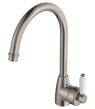 Eleanor Gooseneck Sink Mixer, Brushed Nickel / Ceramic