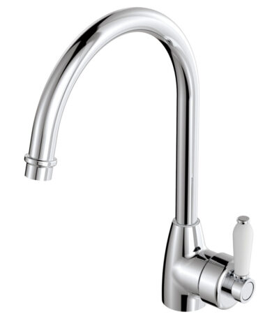 Eleanor Gooseneck Sink Mixer, Chrome / Ceramic