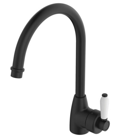 Eleanor Gooseneck Sink Mixer, Matte Black / Ceramic