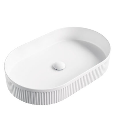 Eleanor Oval Above Counter Fluted Basin, Matte White