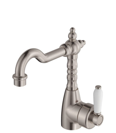 Eleanor Shepherds Crook Basin Mixer, Brushed Nickel / Ceramic