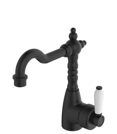 Eleanor Shepherds Crook Basin Mixer, Matte Black / Ceramic