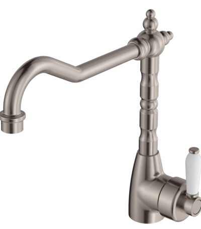 Eleanor Shepherds Crook Sink Mixer, Brushed Nickel / Ceramic