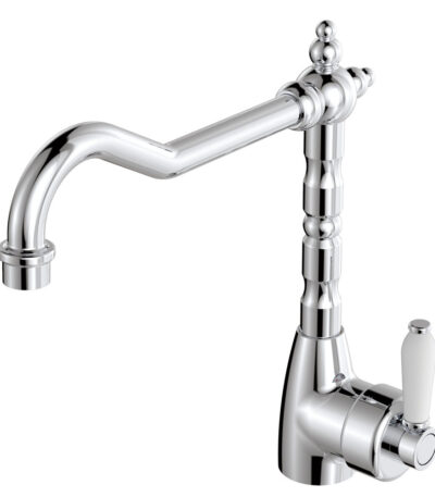 Eleanor Shepherds Crook Sink Mixer, Chrome / Ceramic