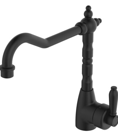 Eleanor Shepherds Crook Sink Mixer, Matte Black / Matte Black
