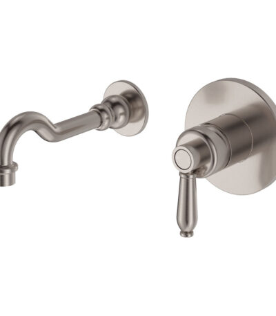 Eleanor Wall Basin/Bath Mixer Set, Brushed Nickel / Brushed Nickel