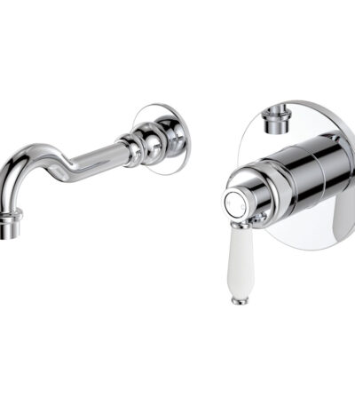 Eleanor Wall Basin/Bath Mixer Set, Chrome / Ceramic