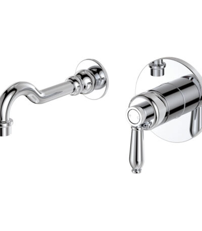 Eleanor Wall Basin/Bath Mixer Set, Chrome / Chrome