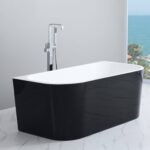 Elivia Back to Wall Bathtub - Gloss Black/White - No Overflow - 1700mm | ELBT1700B
