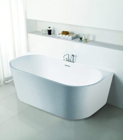 Elivia Back to Wall Bathtub - Gloss White - Overflow - 1700mm | ELBT1690-OF