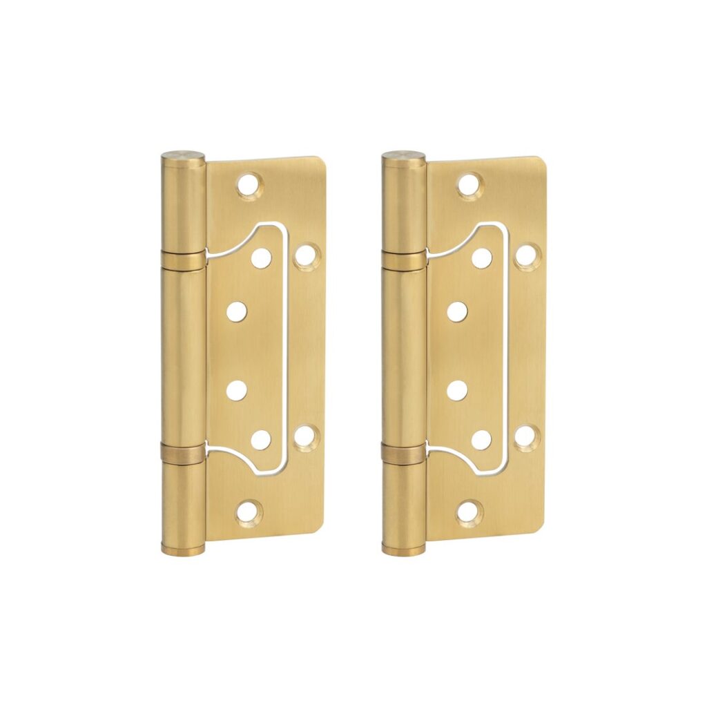 Ellis Flush Door Hinge Pair 130mm - Brushed Brass