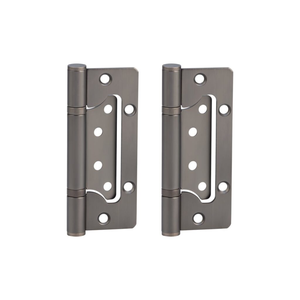 Ellis Flush Door Hinge Pair 130mm - Brushed Gunmetal