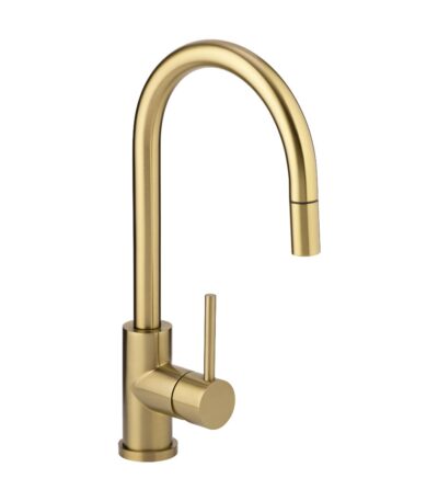 Elysian Commercial Pull-Out Kitchen Mixer - Brushed Brass
