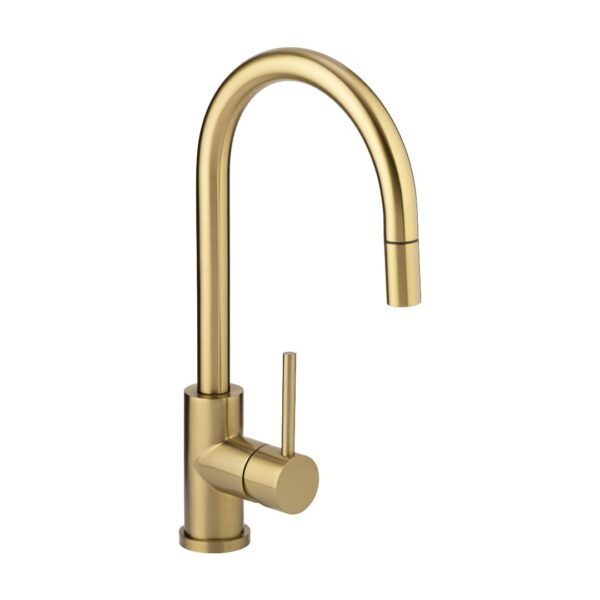 Elysian Commercial Pull-Out Kitchen Mixer - Brushed Brass