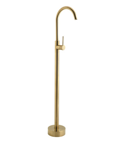 Elysian Floor Mounted Basin/Bath Filler with Mixer - Brushed Brass