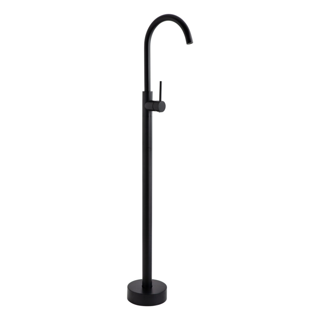 Elysian Floor Mounted Basin/Bath Filler with Mixer - Matte Black