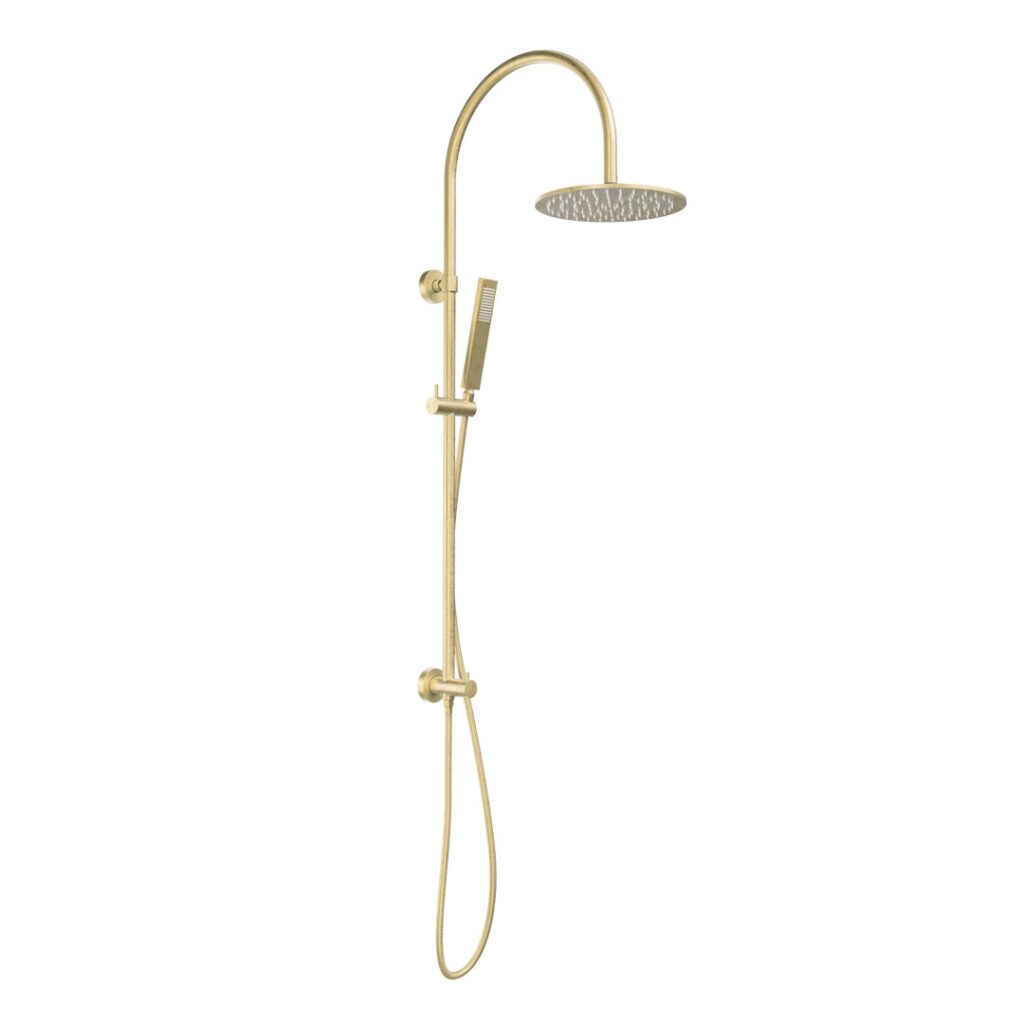 Elysian Gooseneck Shower Rail Set - Tumbled Aged Brass