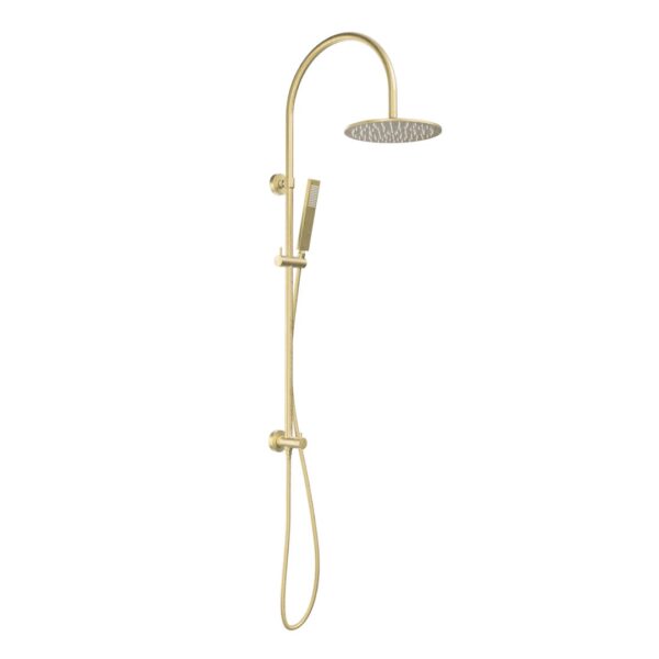 Elysian Gooseneck Shower Rail Set - Tumbled Aged Brass