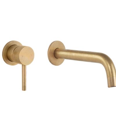 Elysian Minimal Mixer & Spout Set - Tumbled Aged Brass