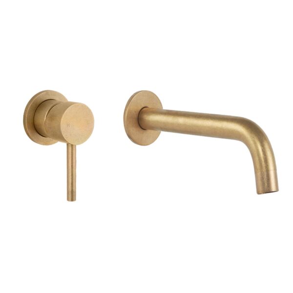 Elysian Minimal Mixer & Spout Set - Tumbled Aged Brass