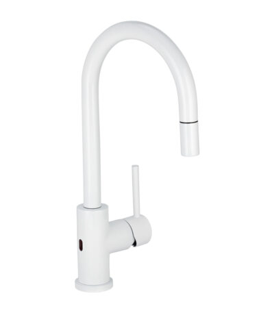 Elysian Sensor Commercial Pull-Out Kitchen Mixer - White