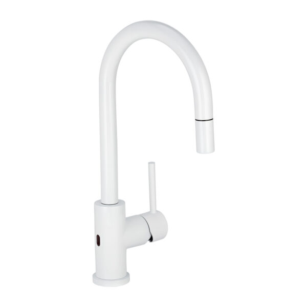 Elysian Sensor Commercial Pull-Out Kitchen Mixer - White