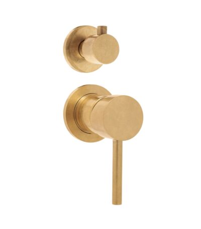Elysian Shower Top Diverter - Tumbled Aged Brass