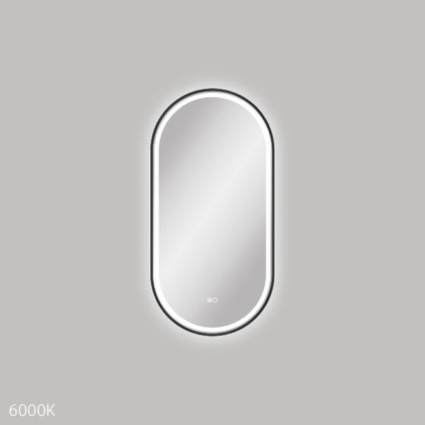 Empire LED Matte Black Framed Mirror, 450 x 900mm