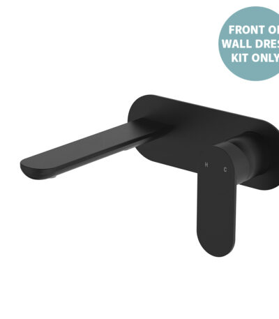 Empire Slim Basin/Bath Wall Mixer Set Dress Kit, Oval Plate, 160mm Outlet, Matte Black