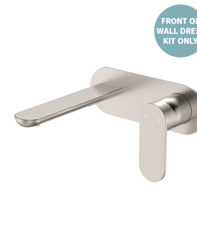 Empire Slim Basin/Bath Wall Mixer Set Dress Kit, Oval Plate, 160mm Outlet, Brushed Nickel