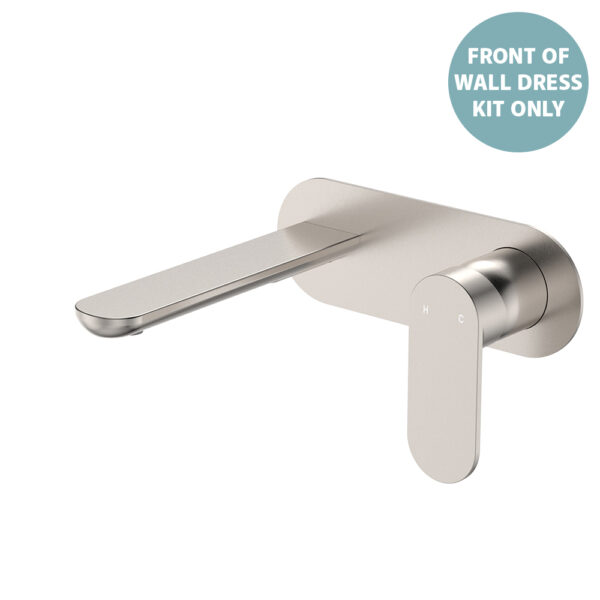 Empire Slim Basin/Bath Wall Mixer Set Dress Kit, Oval Plate, 160mm Outlet, Brushed Nickel