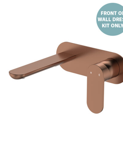 Empire Slim Basin/Bath Wall Mixer Set Dress Kit, Oval Plate, 160mm Outlet, Brushed Copper