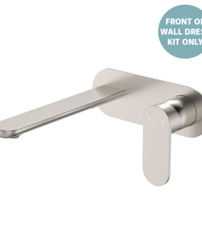 Empire Slim Basin/Bath Wall Mixer Set Dress Kit, Oval Plate, 200mm Outlet, Brushed Nickel