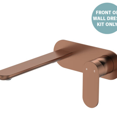 Empire Slim Basin/Bath Wall Mixer Set Dress Kit, Oval Plate, 200mm Outlet, Brushed Copper
