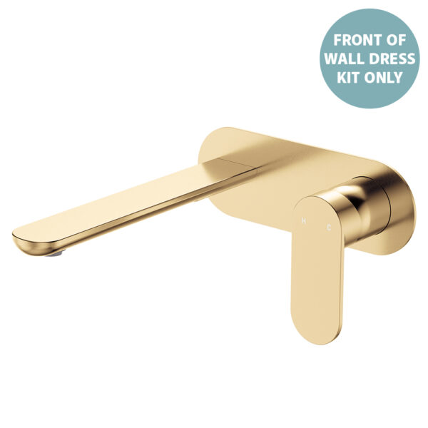 Empire Slim Basin/Bath Wall Mixer Set Dress Kit, Oval Plate, 200mm Outlet, Urban Brass