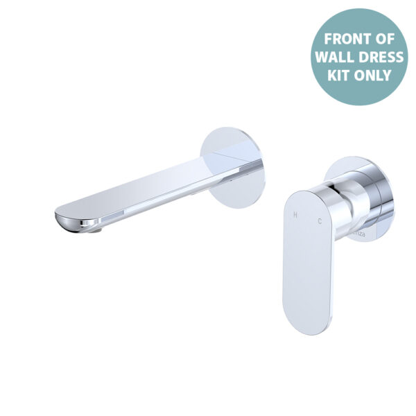 Empire Slim Basin/Bath Wall Mixer Set Dress Kit, Round Plates, 160mm Outlet, Chrome