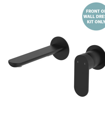Empire Slim Basin/Bath Wall Mixer Set Dress Kit, Round Plates, 160mm Outlet, Matte Black