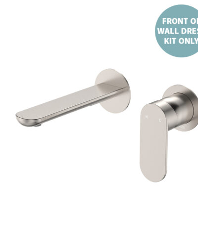 Empire Slim Basin/Bath Wall Mixer Set Dress Kit, Round Plates, 160mm Outlet, Brushed Nickel