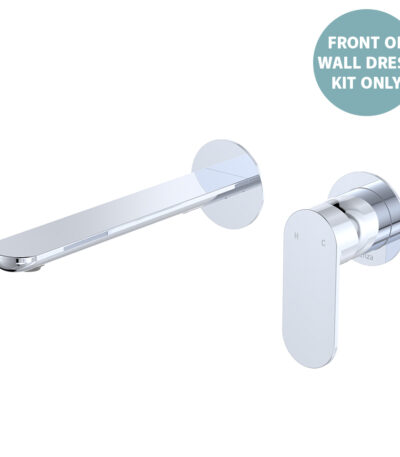 Empire Slim Basin/Bath Wall Mixer Set Dress Kit, Round Plates, 200mm Outlet, Chrome