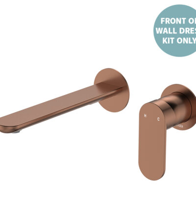 Empire Slim Basin/Bath Wall Mixer Set Dress Kit, Round Plates, 200mm Outlet, Brushed Copper