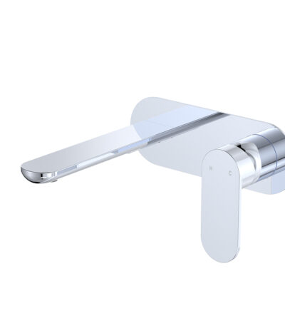 Empire Slim Basin/Bath Wall Mixer Set, Oval Plate, 160mm Outlet, Chrome