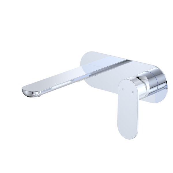 Empire Slim Basin/Bath Wall Mixer Set, Oval Plate, 160mm Outlet, Chrome