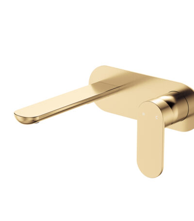 Empire Slim Basin/Bath Wall Mixer Set, Oval Plate, 160mm Outlet, Urban Brass