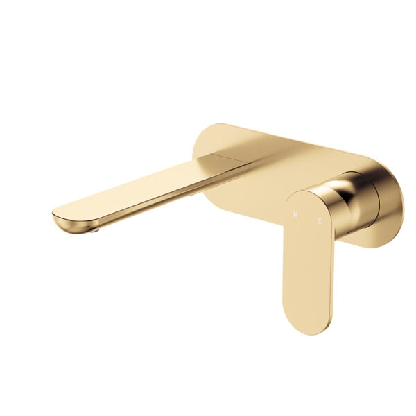 Empire Slim Basin/Bath Wall Mixer Set, Oval Plate, 160mm Outlet, Urban Brass