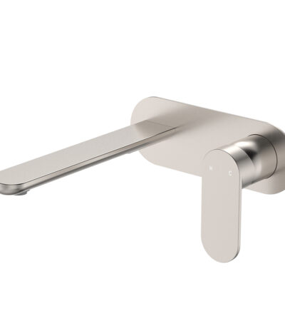 Empire Slim Basin/Bath Wall Mixer Set, Oval Plate, 200mm Outlet, Brushed Nickel