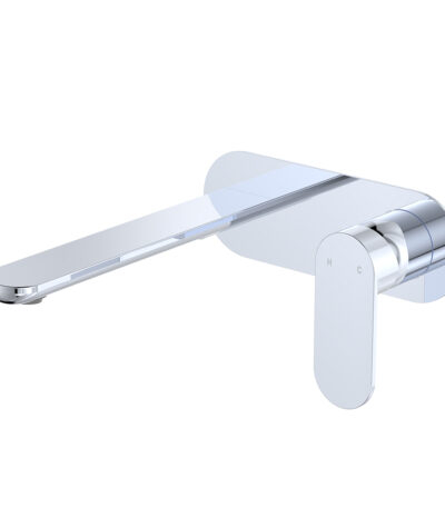 Empire Slim Basin/Bath Wall Mixer Set, Oval Plate, 200mm Outlet, Chrome