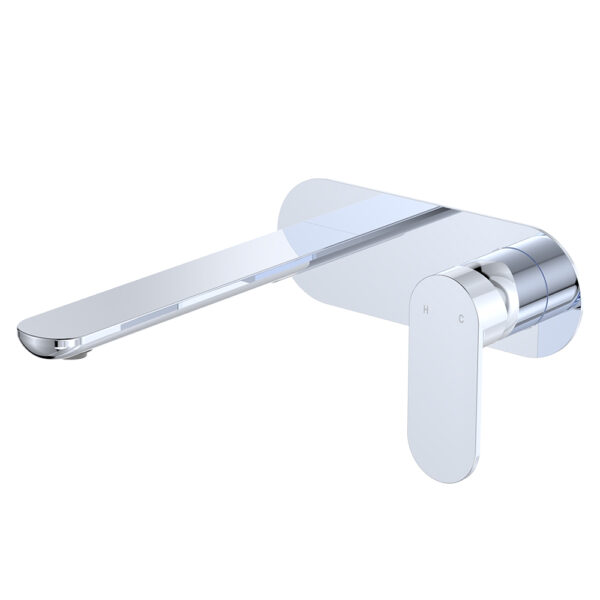 Empire Slim Basin/Bath Wall Mixer Set, Oval Plate, 200mm Outlet, Chrome