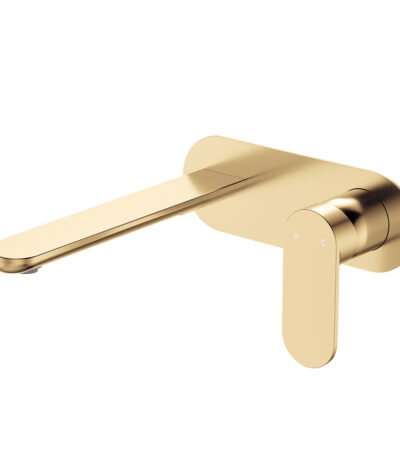 Empire Slim Basin/Bath Wall Mixer Set, Oval Plate, 200mm Outlet, Urban Brass